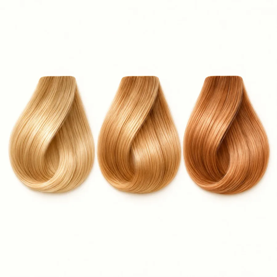 Pasma włosów: złoty blond, miodowy blond, jasna miedź